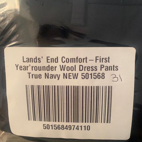 NWT LANDS' END COMFORT FIRST YEAR'ROUNDER WOOL DRESS PANTS TRUE NAVY 31 - Picture 4 of 5